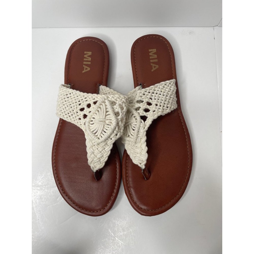 Mia women's sandal thong flip flop white size 7 1/2